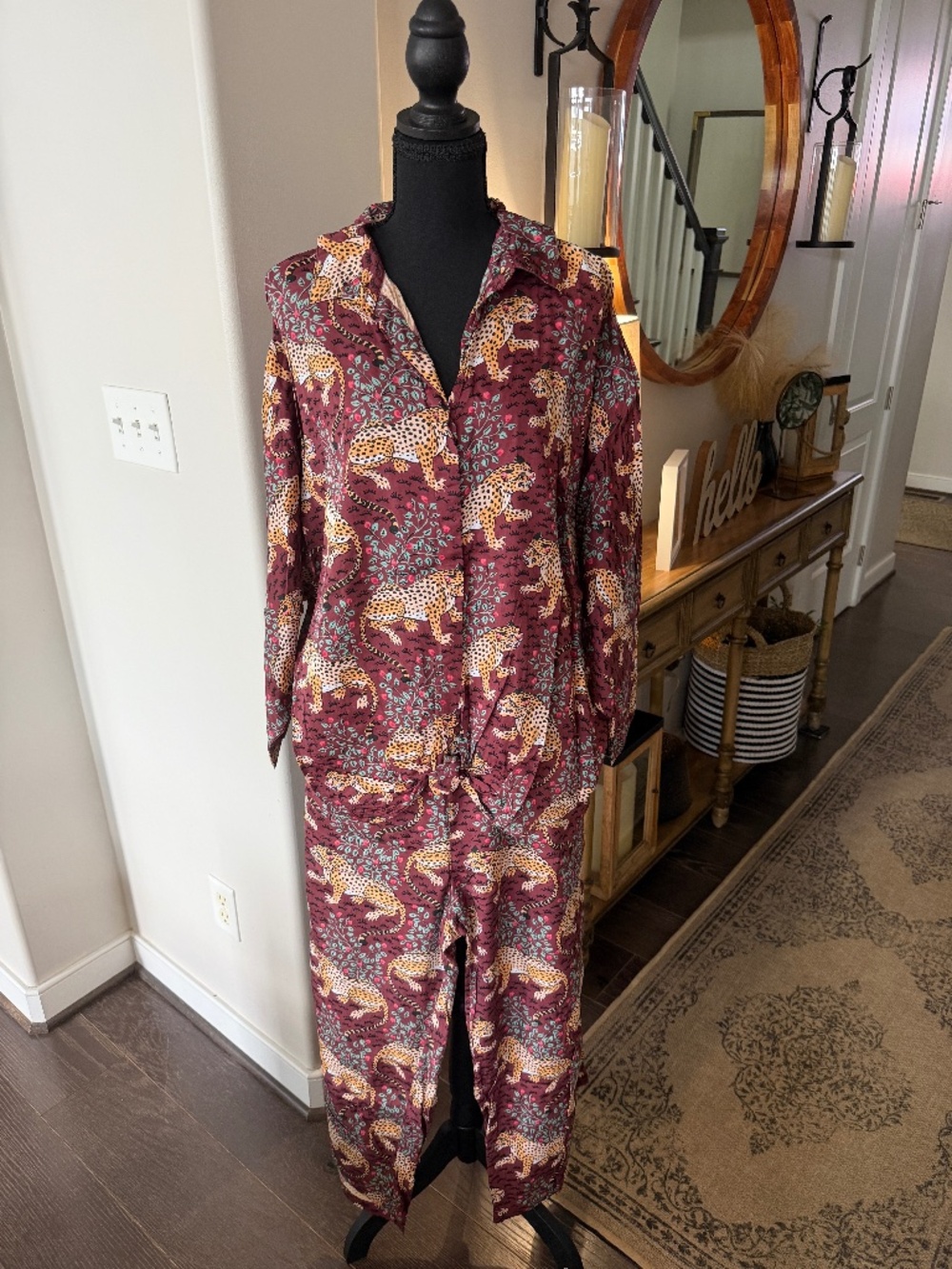Printfresh Bagheera Long Sleep Set Eco Satin – Burgundy/Wine. Size XL.